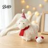 Nordic Style Holiday Decor Plush White Sheep Christmas Ornament, Cute Knit Hat Lamb Tabletop Decoration, Soft Handmade Fabric Ornaments Hanging