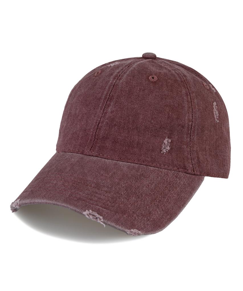 Chaebteo Standard Pigment Damage Ball Cap - Burgundy