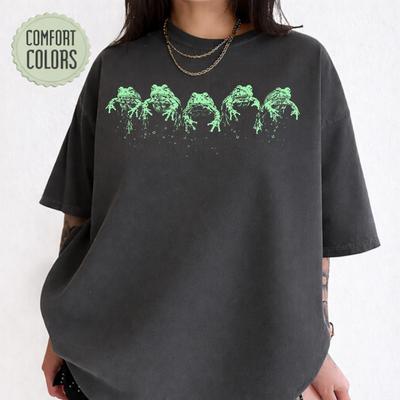 Distressed Frogs T-Shirt and Kids Tshirt, Five Frogs Row Graphic Tee, Nature Lover Apparel