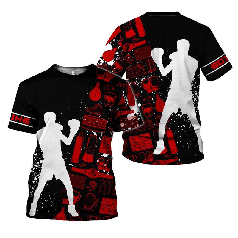 Moda 3d Impresso Boxe T Camisa Das Mulheres Dos Homens Legal Esportes Boxe Camiseta Solta Manga Curta Topos Tripulação Pescoço Oversized Camiseta
