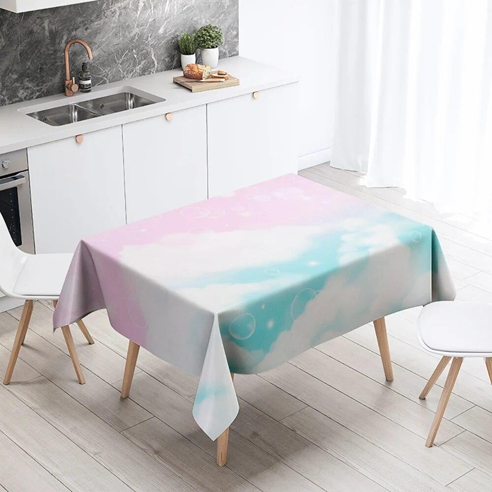 Colorful Cloud Tablecloth Sunset  Anti-fouling Waterproof Rectangular Kitchen Dining Table Home Decoration