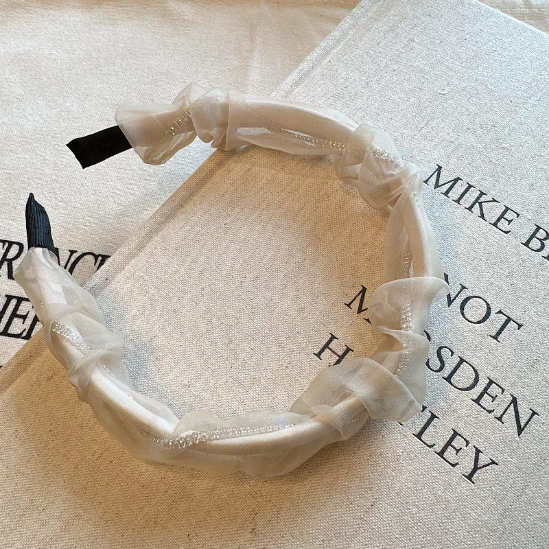 

Корейская сетчатая повязка на голову со стразами - Универсальный аксессуар для весны/лета бежевый