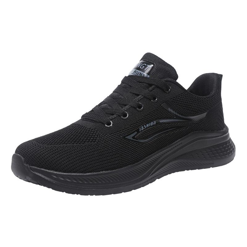 Lightweight fly-woven sports shoes autumn versatile breathable casual shoes flat heel old walking shoes men