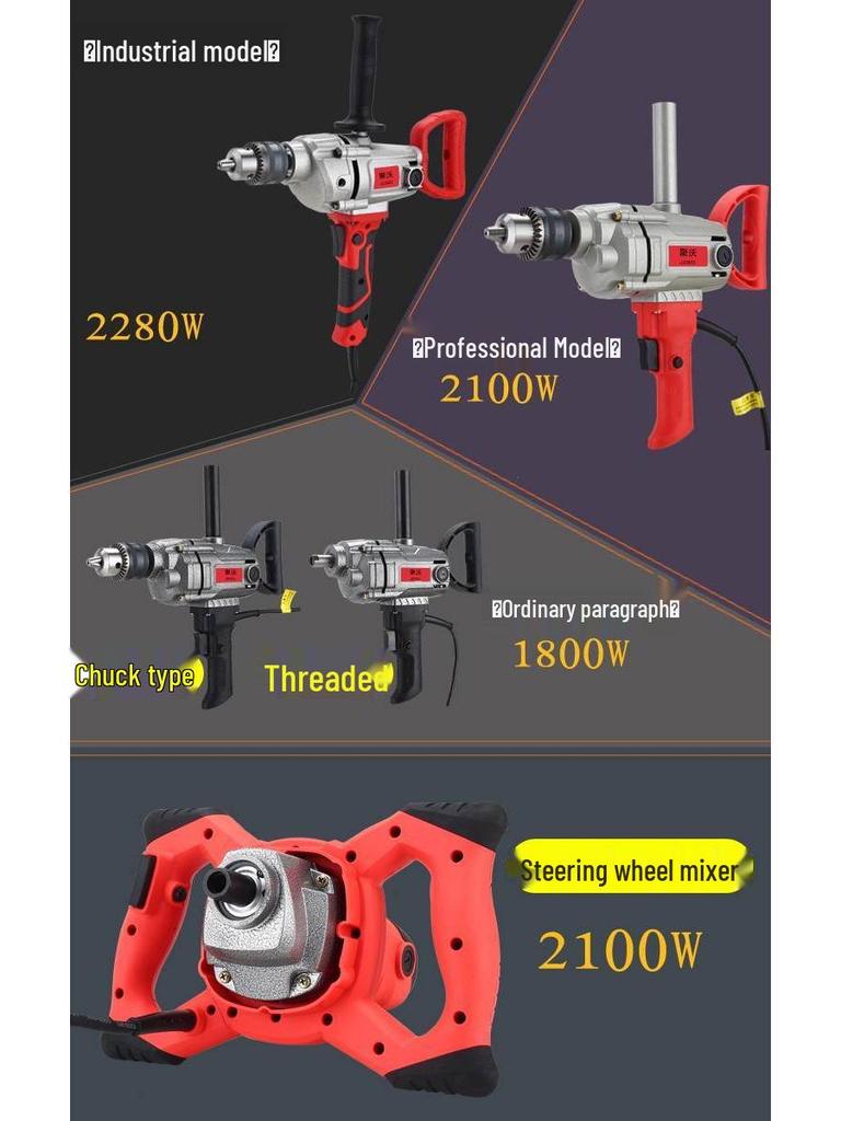 16-Hole High-Power Adjustable Speed Drill Mixer for Cement and Putty