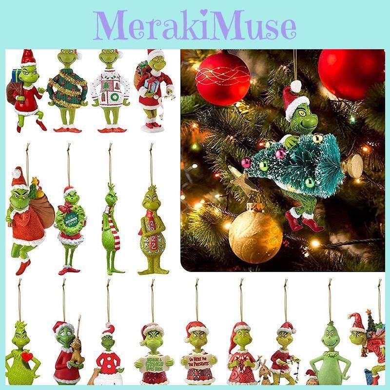 Adorable 2023 Green Monster Cartoon Christmas Tree Hanging Ornament Set For Festive Decor