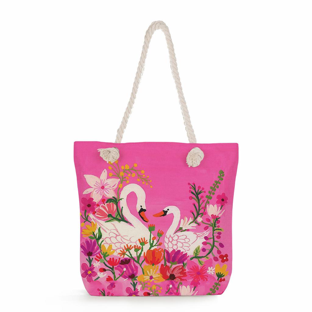 Ballet Print Thick Rope Single-shoulder Beach Bag 7246 CLE