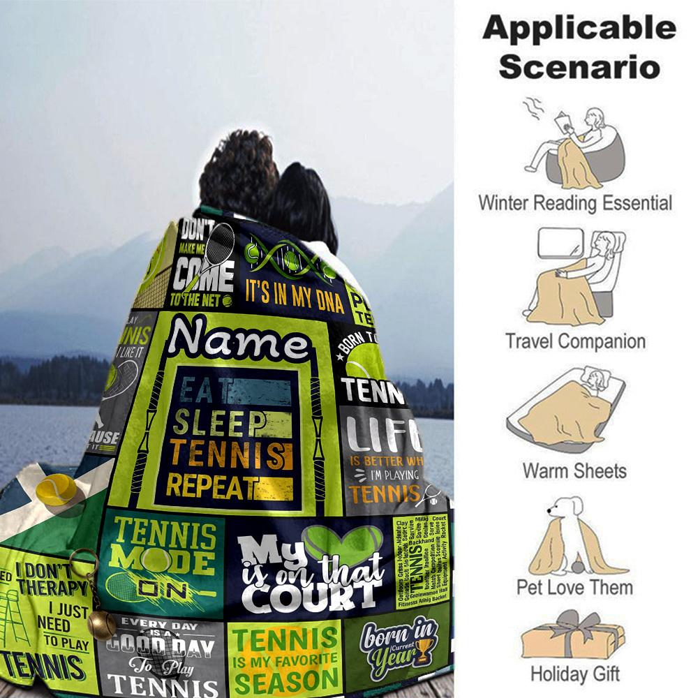 Customize Your Name Home Blanket S Tennis Theme Comfortable Soft Lightweight Multiseason Blanket For Picnics Couches Offices Beds Living Rooms Perfect
