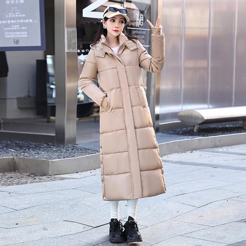 Damen Extra Dicker Baumwollgepolsterter Mantel im Koreanischen Stil - Lange, Lockere Jacke Über dem Knie für Herbst/Winter