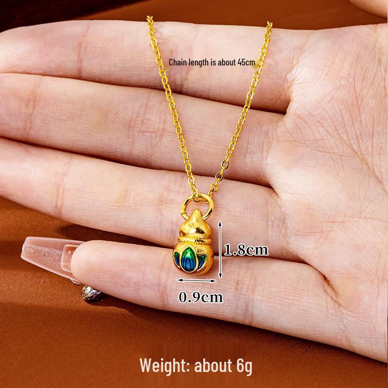 

Lotus Gourd Necklace & Sand Gold Bracelet Set: Stylish Vietnamese Jewelry