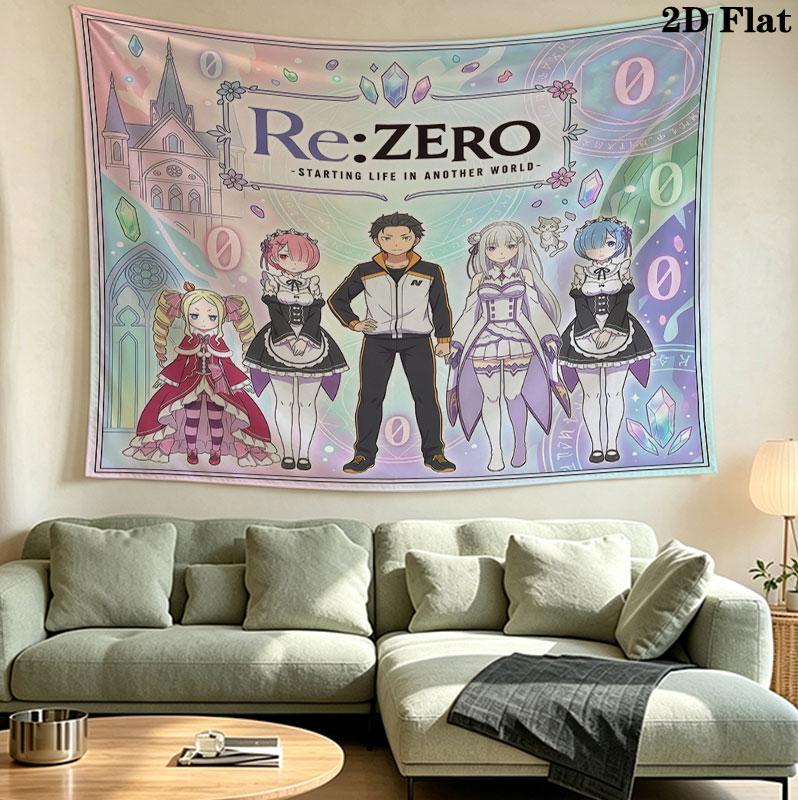 Re Zero Gobelin Ścienny Estetyczny Ozdoba Ścienna Drukowany Materiał Koc Dekoracyjne Gobeliny Do Sypialni Salonu Wystrój Domu