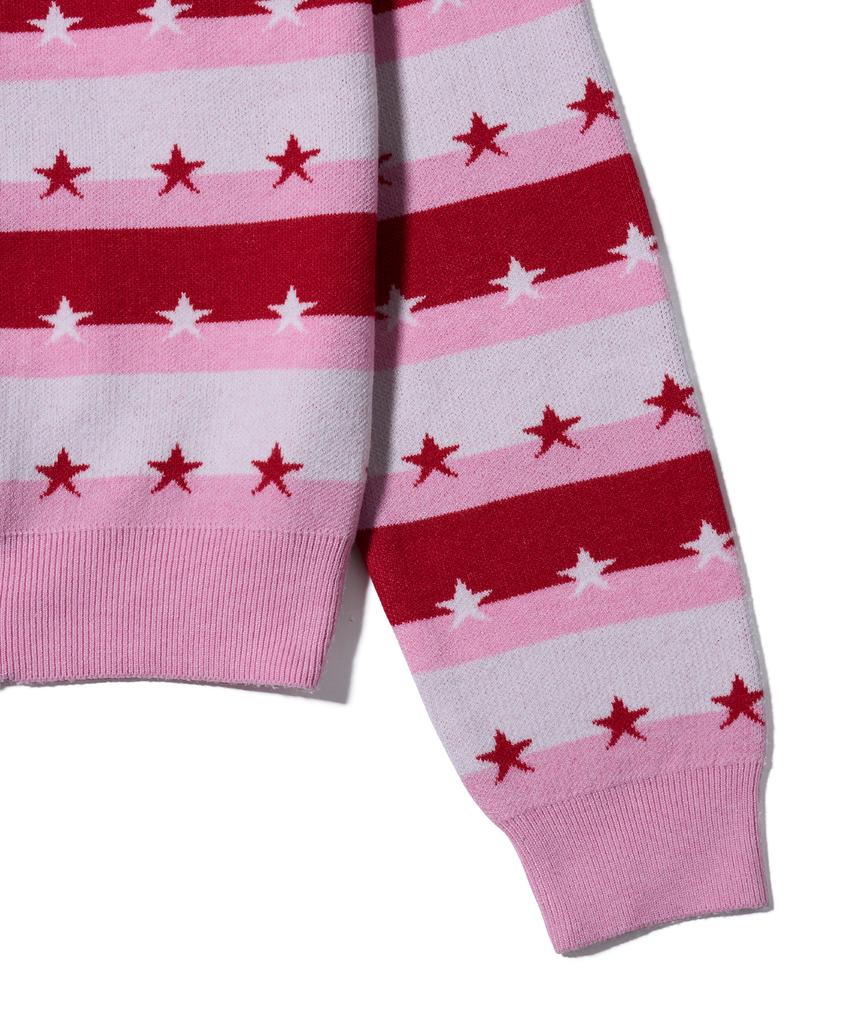 YOUHEE Star Stripe Cardigan Pink