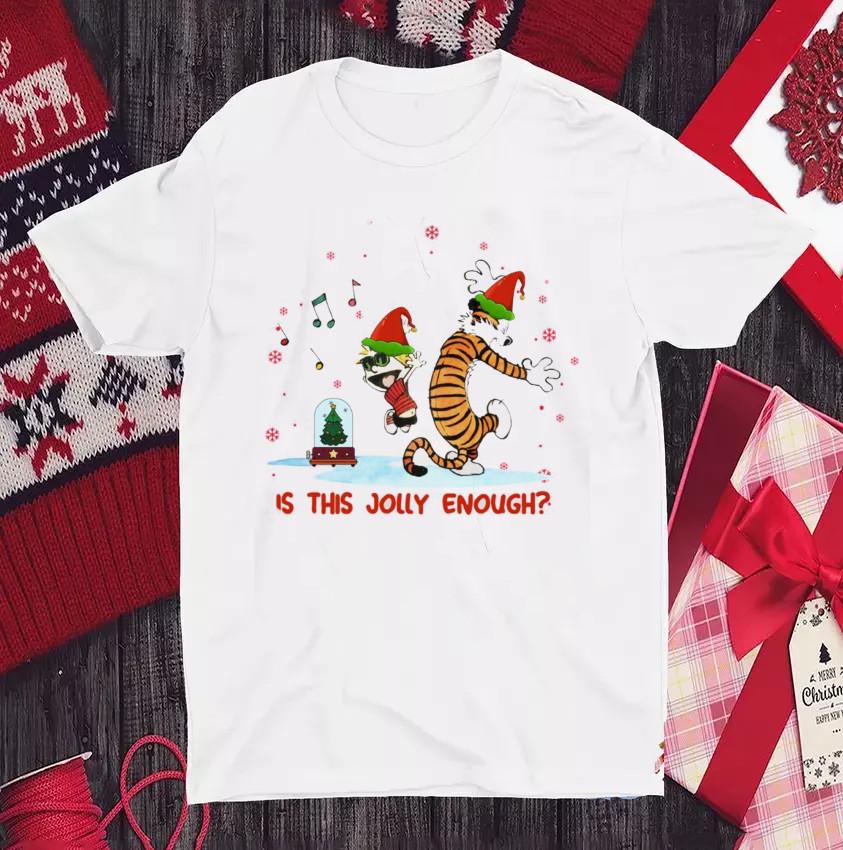 

Calvin And Hobbes Merry Christmas Cotton TShirt Gift Christmas KK728 Unisex T-Shirt XL