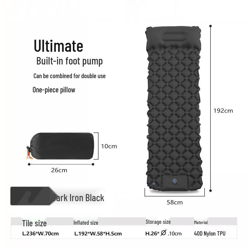 Lightweight Inflatable Sleeping Pad with Foot-Pump, 600g, Moisture-Proof Camping Nap Mat - Color L18