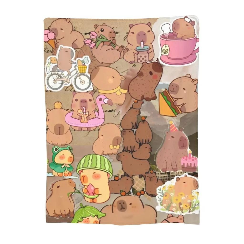 Super Soft Flannel Throw Blankets with Cute Capybara Design for Bedding Couch Cozy and Stylish Home Textile