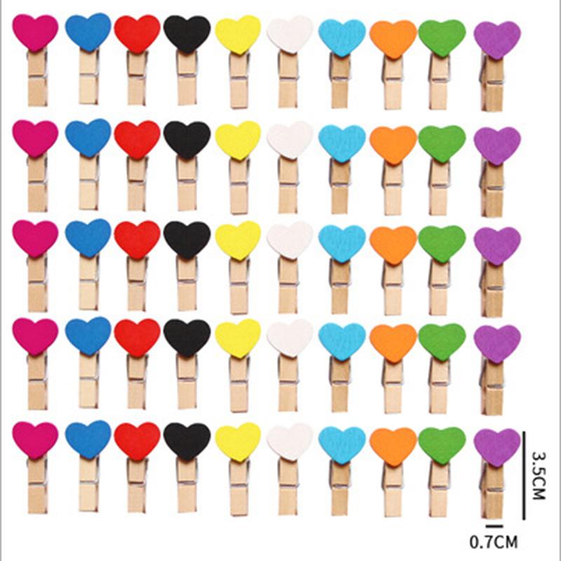 10Pcs/set Mini Clip 3.5cm Creative Photo Wooden Love Color Clip Kindergarten Photo Wall Diy Handmade Clip