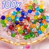 100Pcs Fashion Round Crystal Glass Loose Beads Colorful Crystal Beads for Jewelry Making DIY Handmade Glass Beading Accessories