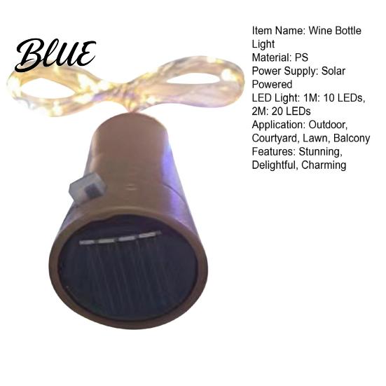 Copper Wire Fairy 46315 LED with Cork Bottle Light Lights Wine Solar Powered String Malleable