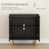 Storage Sideboard with 2 Doors and Adjustable Shelf Metal Legs 76 X 35 X 77 Cm Black Marble Tone