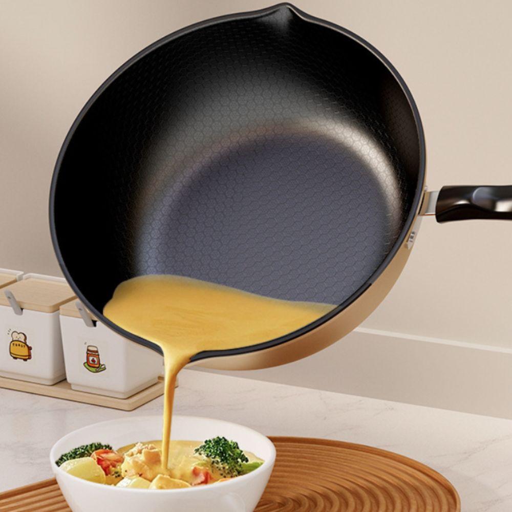 Honeycomb Pattern Frying Wok Scratch Resistant Cooking Pot Non-Stick Frying Pan Breakfast