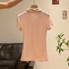 Premium Temperament POLO Lapel Waist Slim and Thin Shoulder T-shirt Spring and Summer Short-sleeved Beautiful 