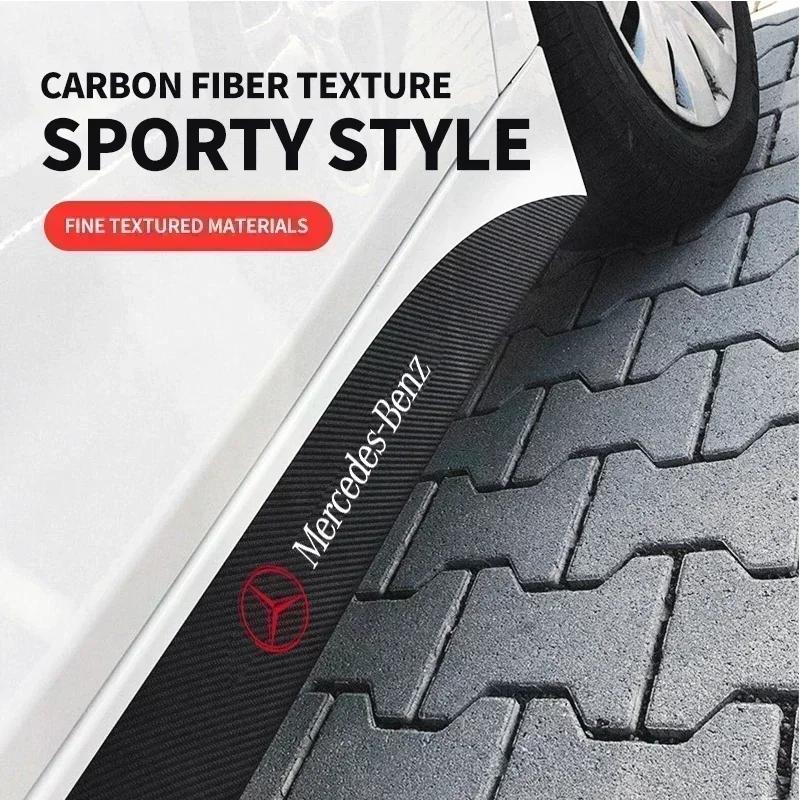 2pcs Car Door Side Skirt Sill Stripe Carbon Decals Styling For Mercedes Benz A C E Class GLE GLB GLC W205 W212 W213 X253 QE1