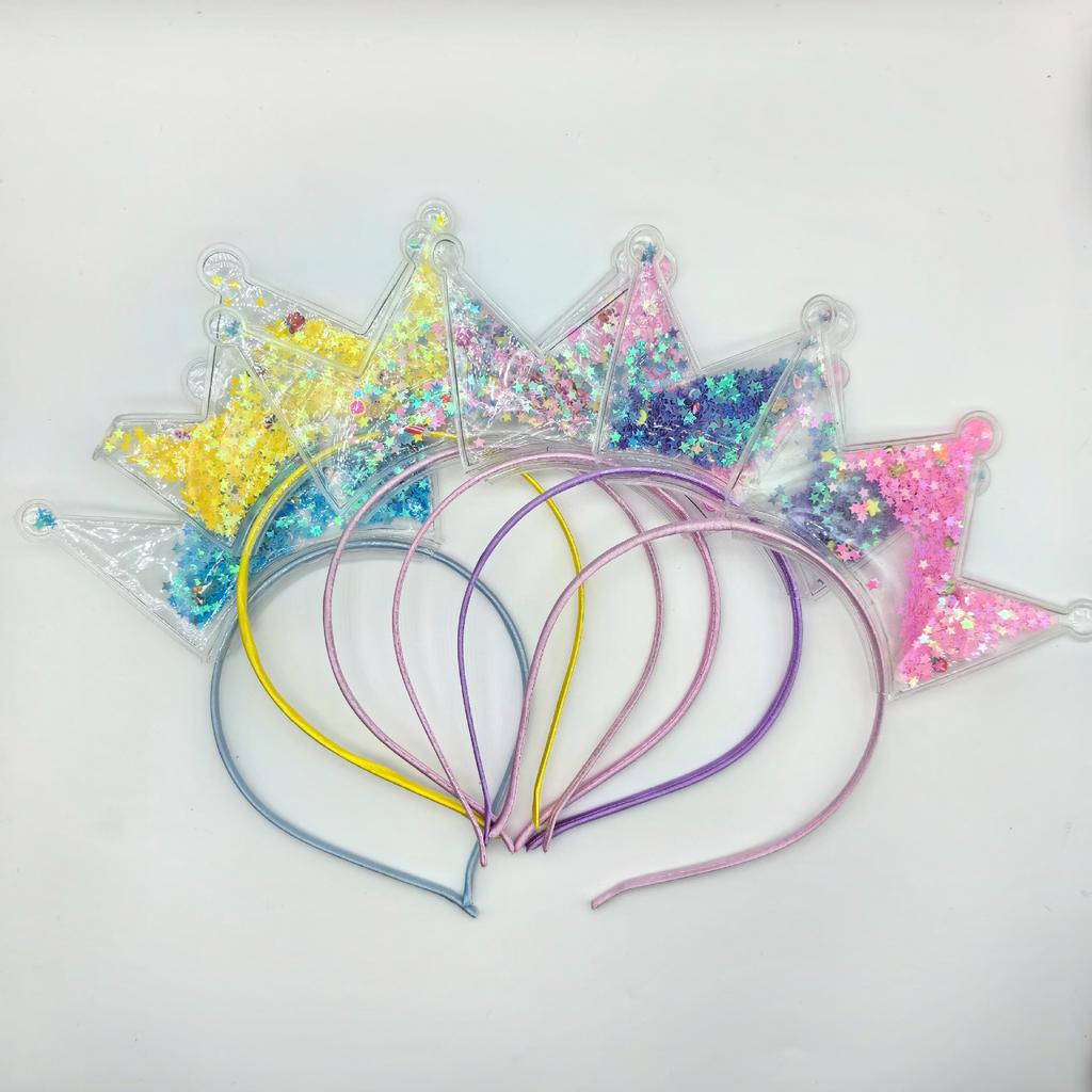 Glitter Plastic Cat Ear Hairband for Kids-Sweet Halloween Party Headband with Quicksand Crown Design