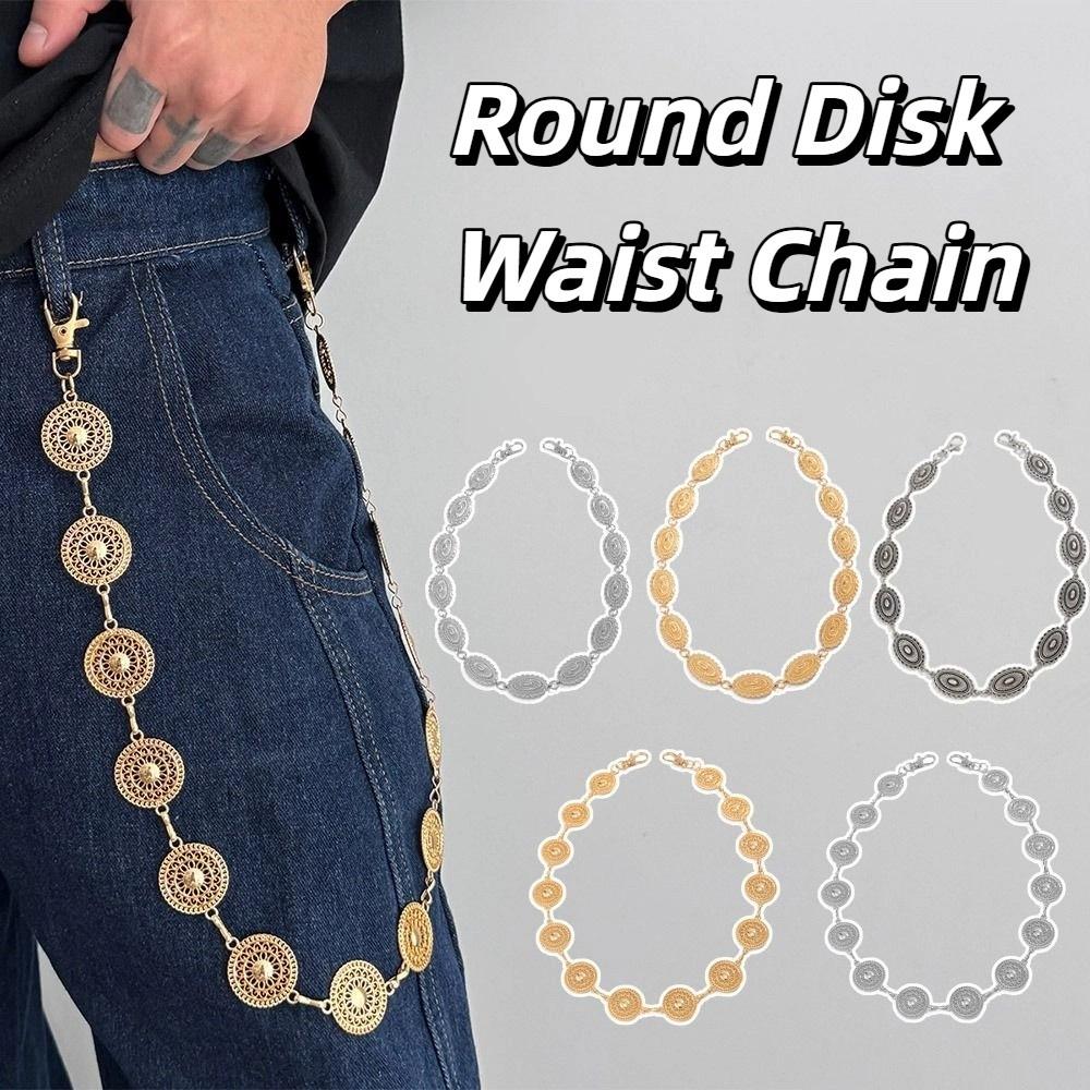 Jeans Chain Round Disk Waist Chain Zinc Zinc Zinc Alloy Pants Chain Personality Punk Belt Chain  Female