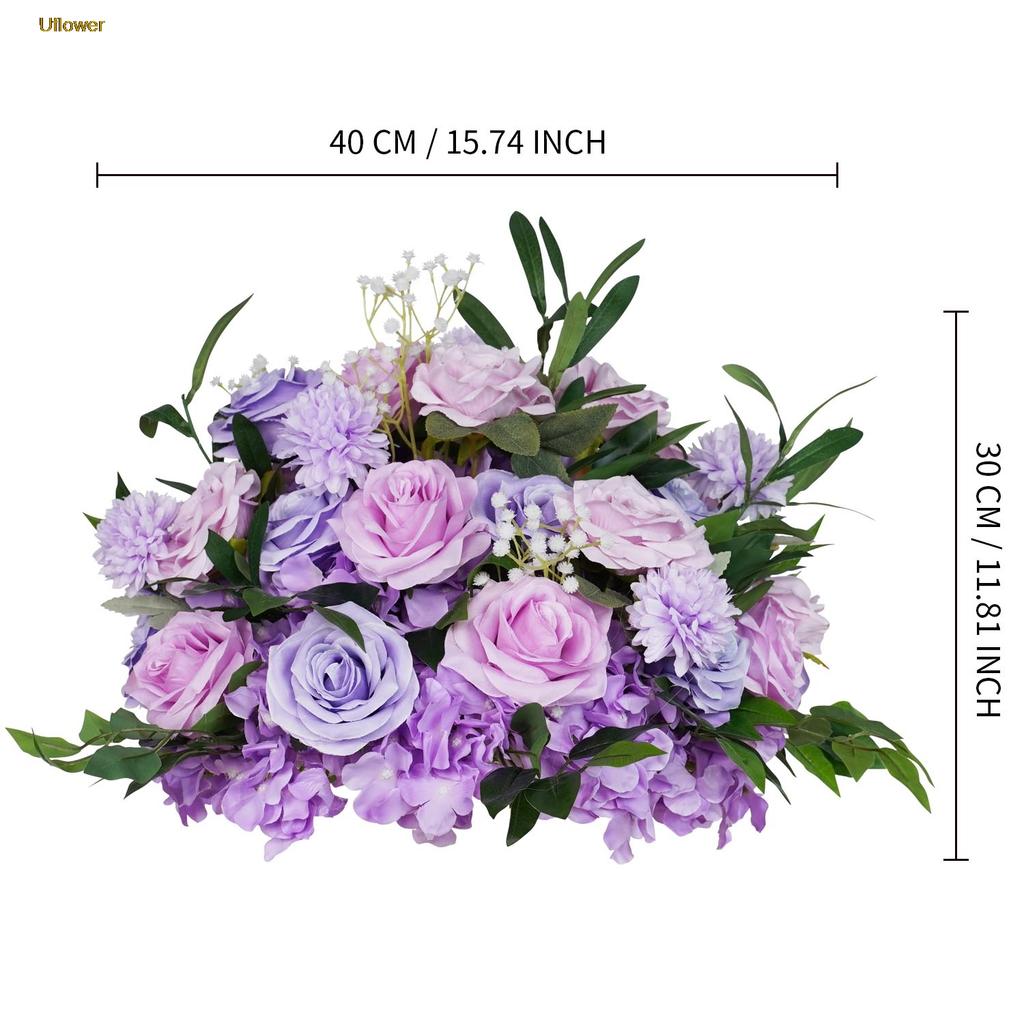 Uflower Silk Flower Ball Centerpiece Decor Artificial Wedding Backdrop Road Lead Floral Table Decoration for Events And Parties