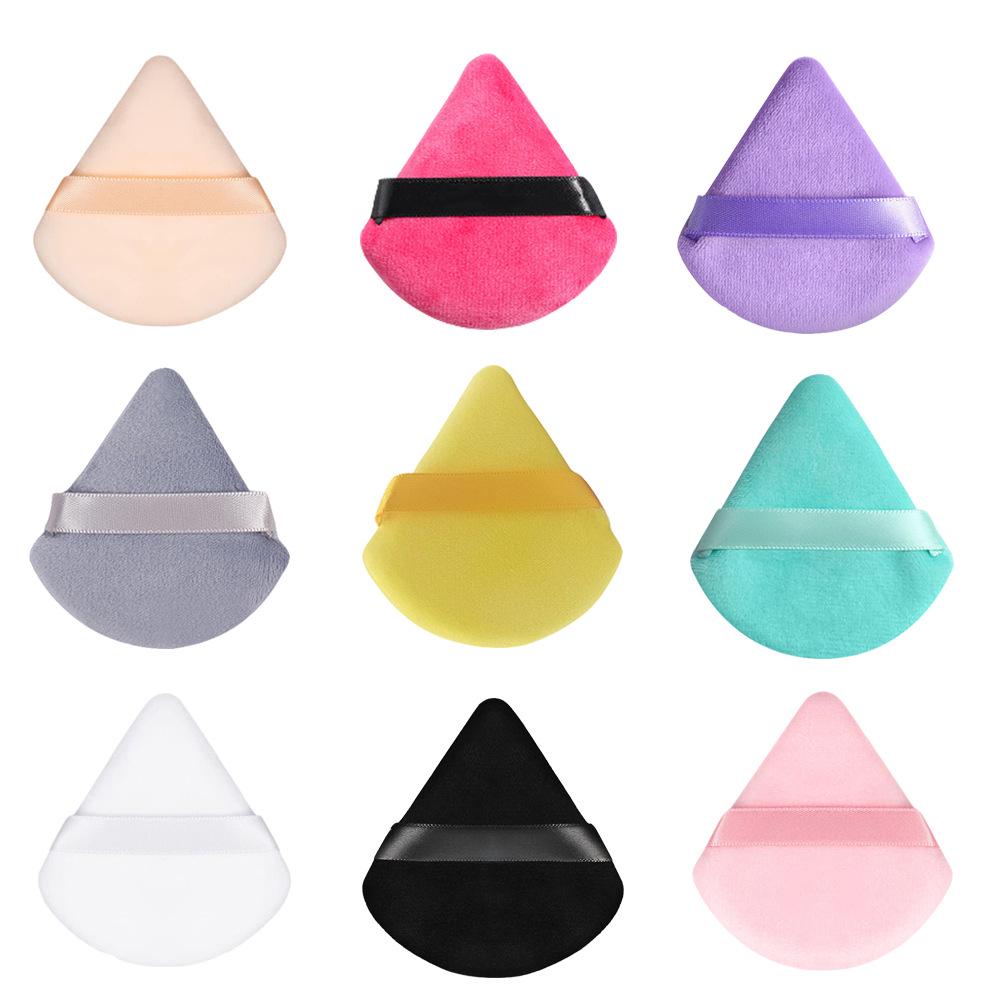 Triangular 3D Flocking Air Cushion Puff - Fan-Shaped, Dual-Sided, Soft & Delicate for Loose Powder Application