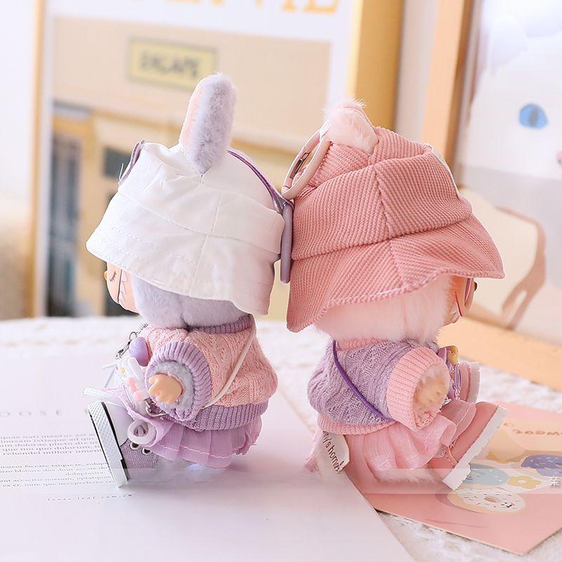 Labubu Heartbeat Macaron Vinyl Mask Blind Box First and Second Generation Doll Sitting Party Sweater Dress Hat