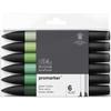 Lot De 6 Feutres Promarker - Tons Verts - Winsor Et Newton