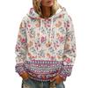 Felpa da donna con cappuccio, manica lunga, stampa floreale, con e tasche, per abbigliamento casual
