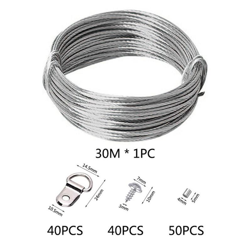 131pcs 30m Picture Wires Set with Hangers Frame Wires Set for Mirrors & Artwork