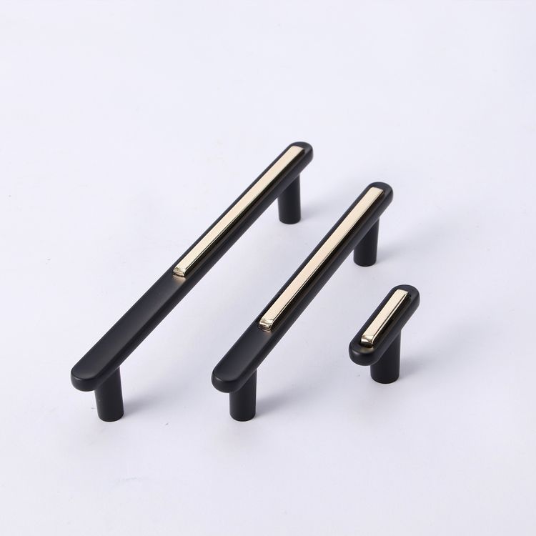 Modern Kitchen Cabinet Handles Wardrobe Door Pull Handle Zinc Alloy Bright Gold Black Drawer Single Hole Hardware Handle