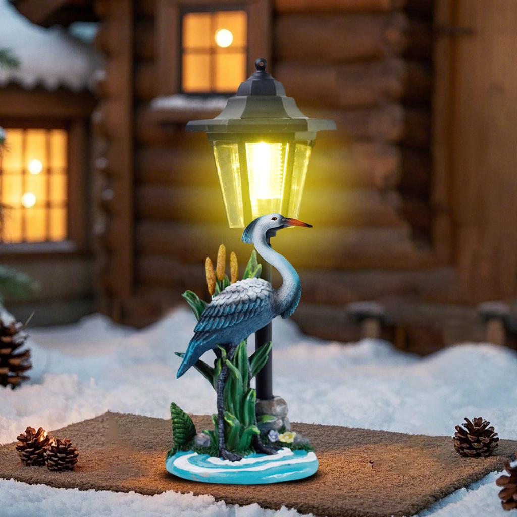 JYL TS/118,Flamingo Crane Resin Solar Outdoor Light for Home Garden Path Corridor Sculpture Lamp