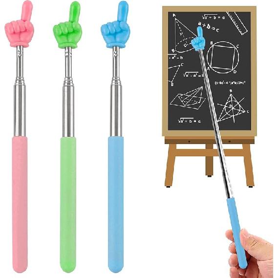 CoguZed 3 Pack Retractable Pointer Stick for Classroom, Extendable Pointing Stick, Ideal for Teachers, Kids Reading, Telescoping Hand Pointer in Blue+Pink+Green