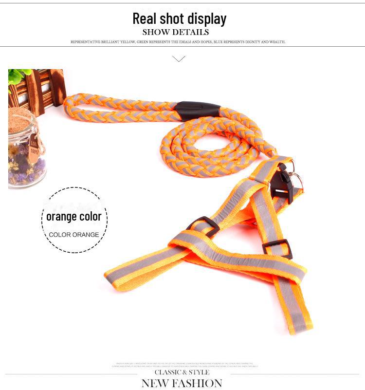 Reflective Braided Dog Harness and Leash Set