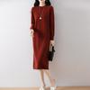 Damen Pulloverkleid 100% Wolle MODERN NEW SAGA O-Ausschnitt Strick Langer Pullover Winterpullover Wolle Langes Kleid Weiblich