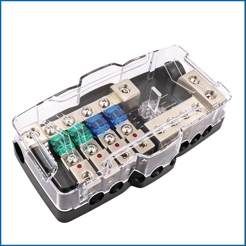 Top-Selling Car Audio Fuse Box: 4-Way/2-In 4-Out Distribution with LED Light Holder
