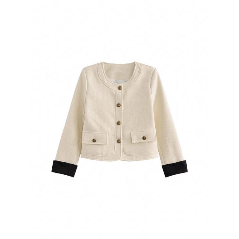 

Осень и зима новый высококачественный короткий топ женский дизайн нишевый маленький аромат белый популярный пиджак XL