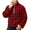 Men's Plaid Print Flannel Zip-Up Sweatshirt with Stand Collar, Fall Winter Casual Wear