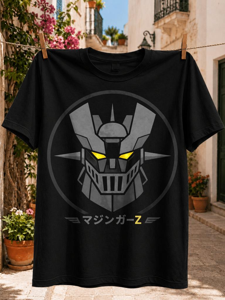 Mazinger Zdark Robot Face Bright Yellow Eyes And Minimal Japanese Mecha Typography Unisex All Unisex All Tshirt