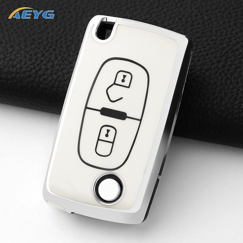 TPU Car Remote Key Case Cover For Peugeot Partner Citroen Berlingo C3 Picasso 2009 2010 2011-2016 Key Chain Accessories