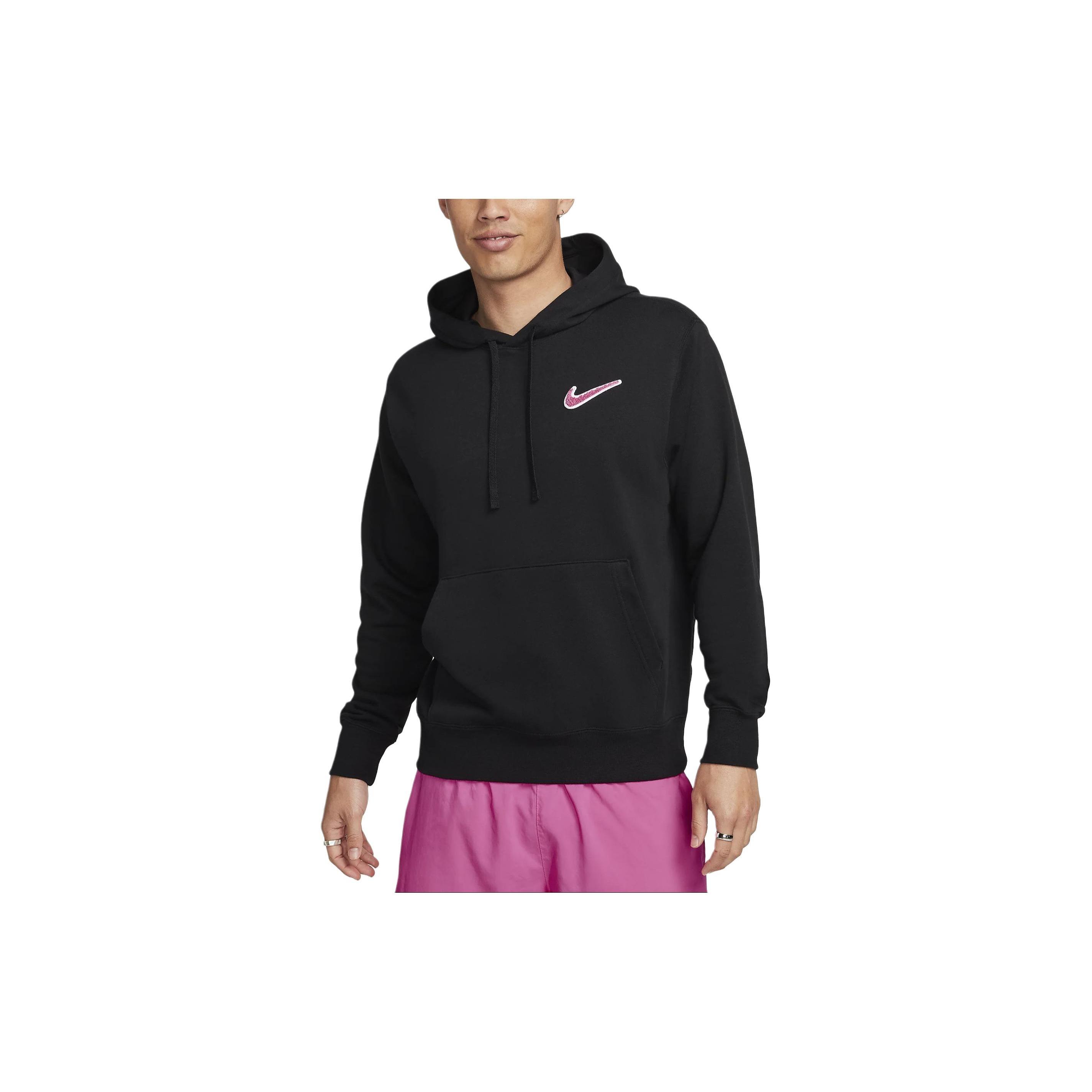 Nike Sportswear Pullover French Terry Hoodie Black Pinksicle Men s FZ5201-010 M