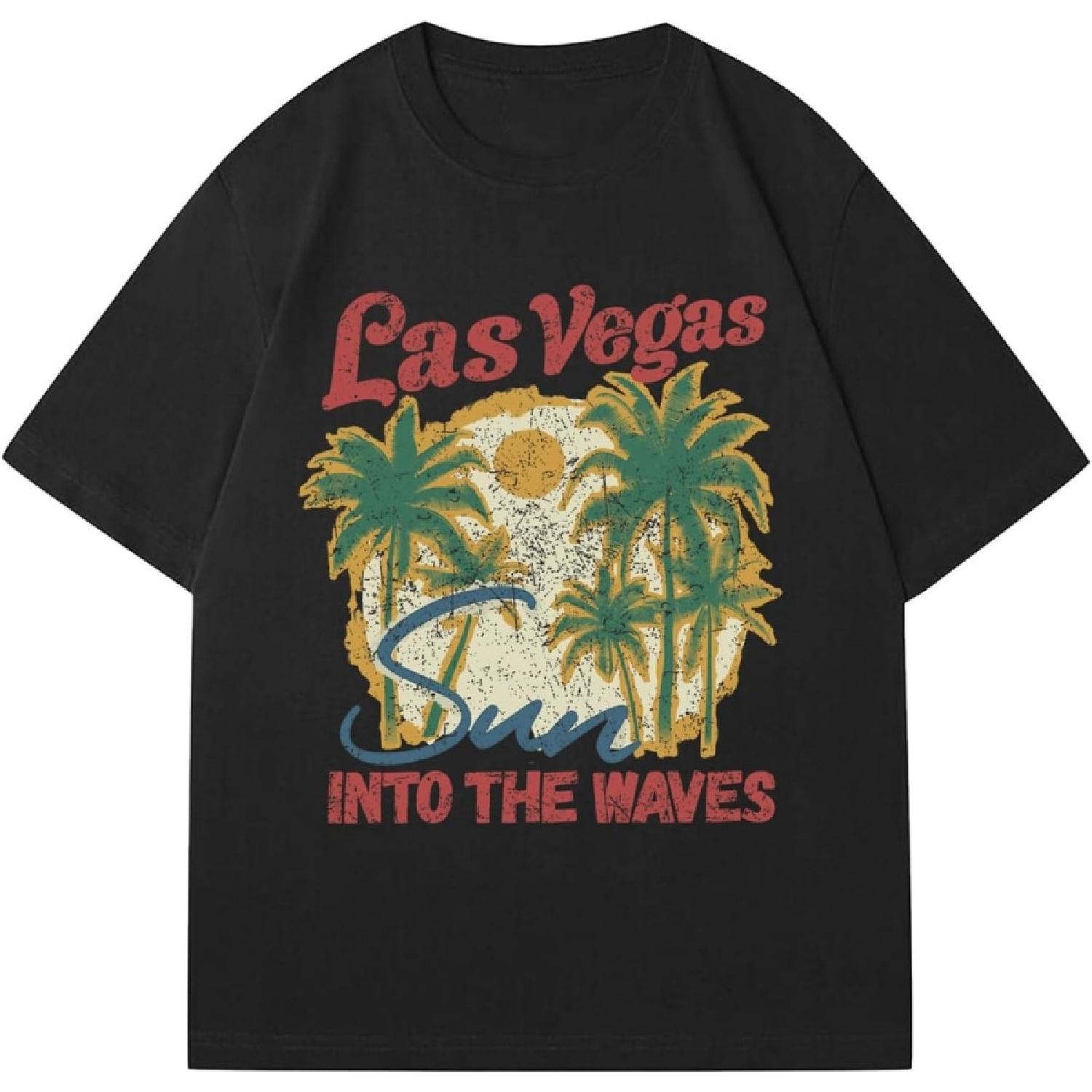 SOLY HUX Мужские летние футболки с принтом Буквы Короткий рукав Винтажная футболка Отпуск Повседневные топы S