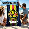 Custom Name Personalized Club America Print Beach Towel, for Trip Camping Beach Party Home Decor, Birthday Gift for Family & Friends