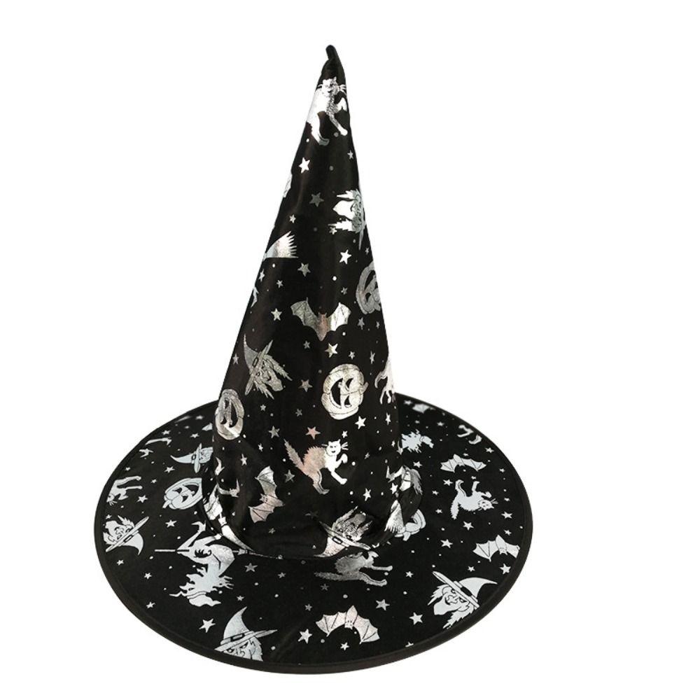 Skull Pattern Halloween Witch Hat Colorful Halloween Cosplay Accessories Children Wizard Cap  Kids