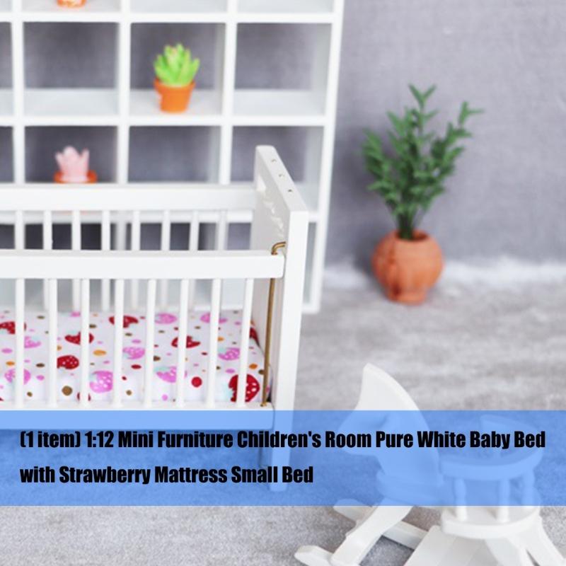 Realistic Crib Model Wood Crib Dollhouses Realistic Mini Size Collection Toy