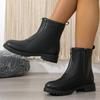 Stiefeletten Herbst und Winter Neu Runde Zehenpartie Reißverschluss Weiche Sohle Rutschfest Abriebfest Blockabsatz Damenschuhe