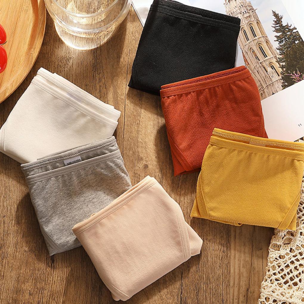 Woman Underwear Cotton Briefs Seamless Solid Color Panties